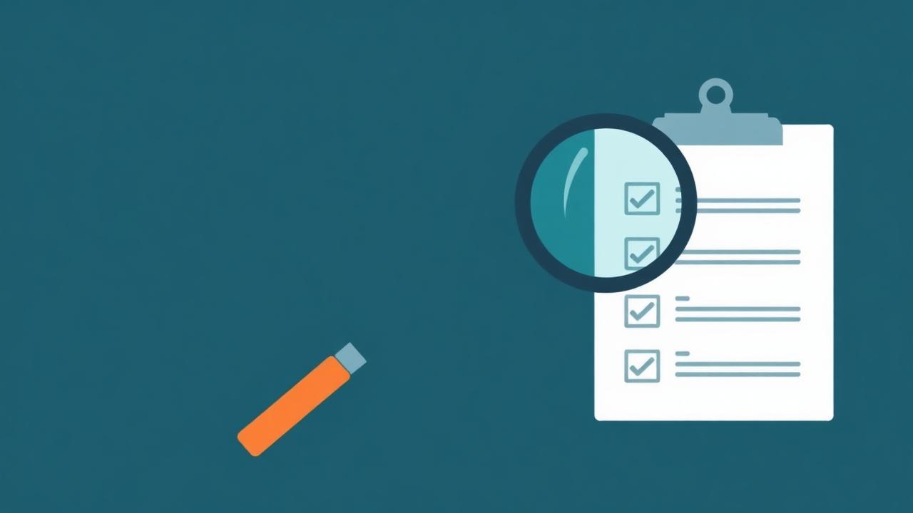 Magnifying glass over a buyers checklist with checkmarks