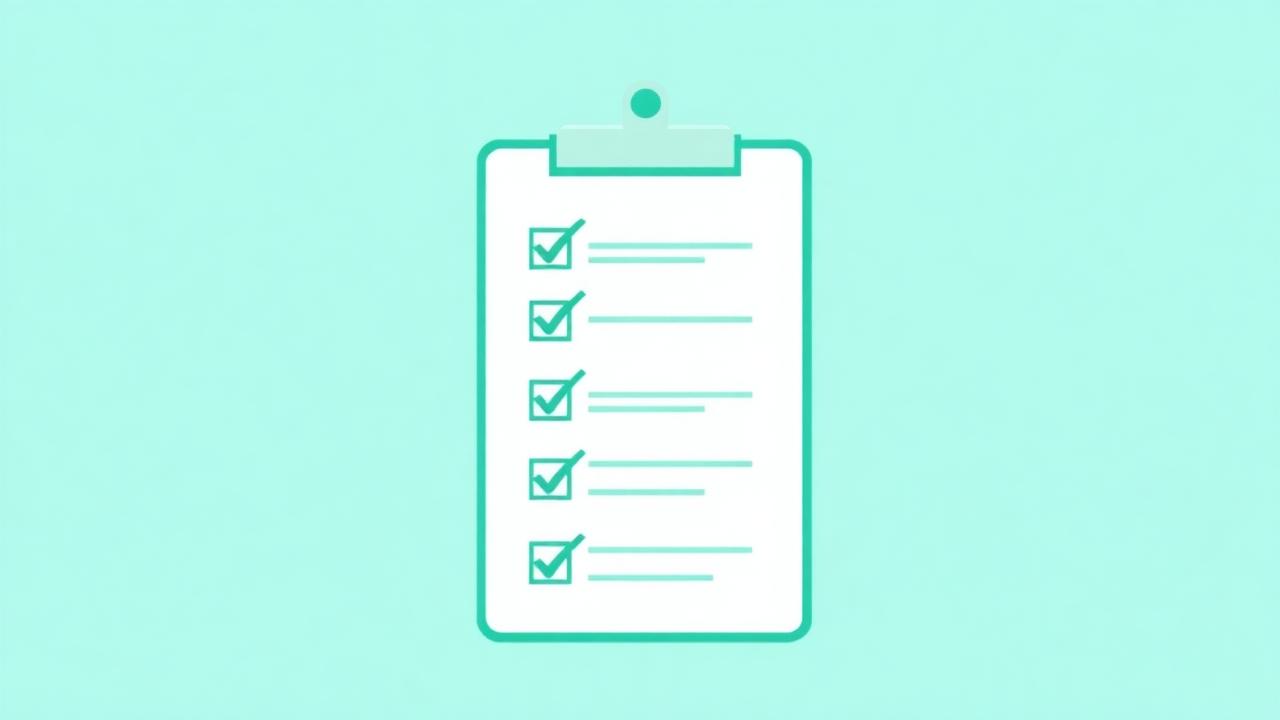 Medical clipboard with a checklist of completed documentation items